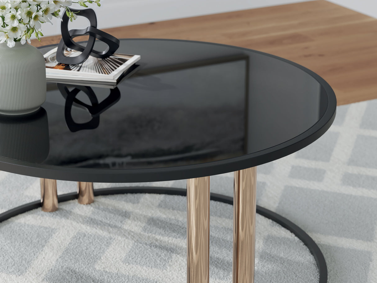 Hannerly Black/Gold Finish Table (Set of 3) by Ashley at Eve Furniture