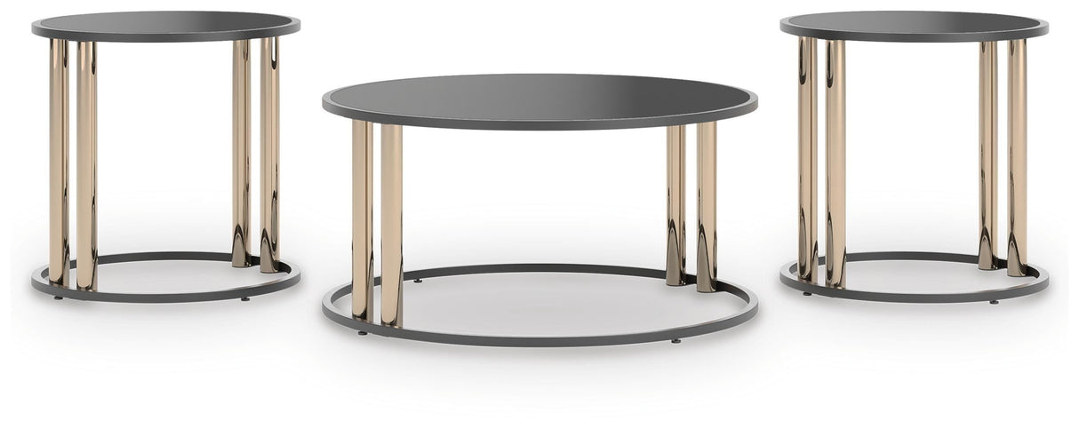Hannerly Black/Gold Finish Table (Set of 3) by Ashley at Eve Furniture