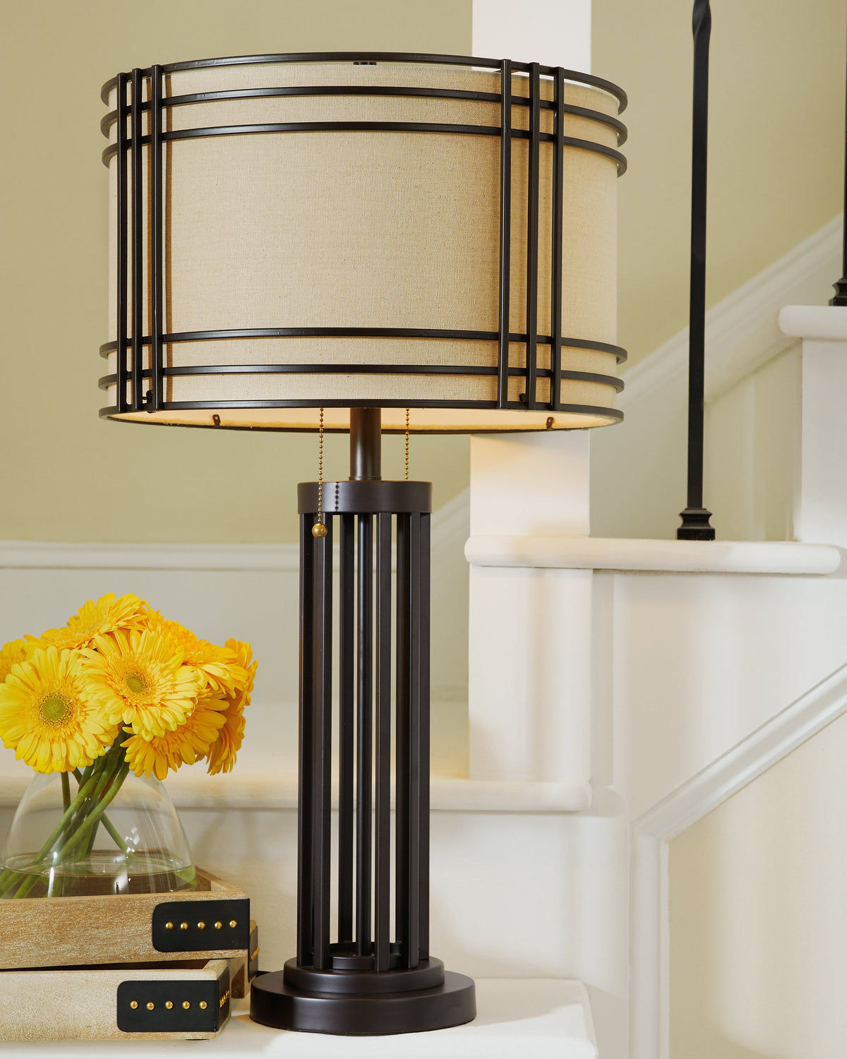 Hanswell 2-Piece Table Lamp Set in Dark Brown by Ashley at Eve Furniture