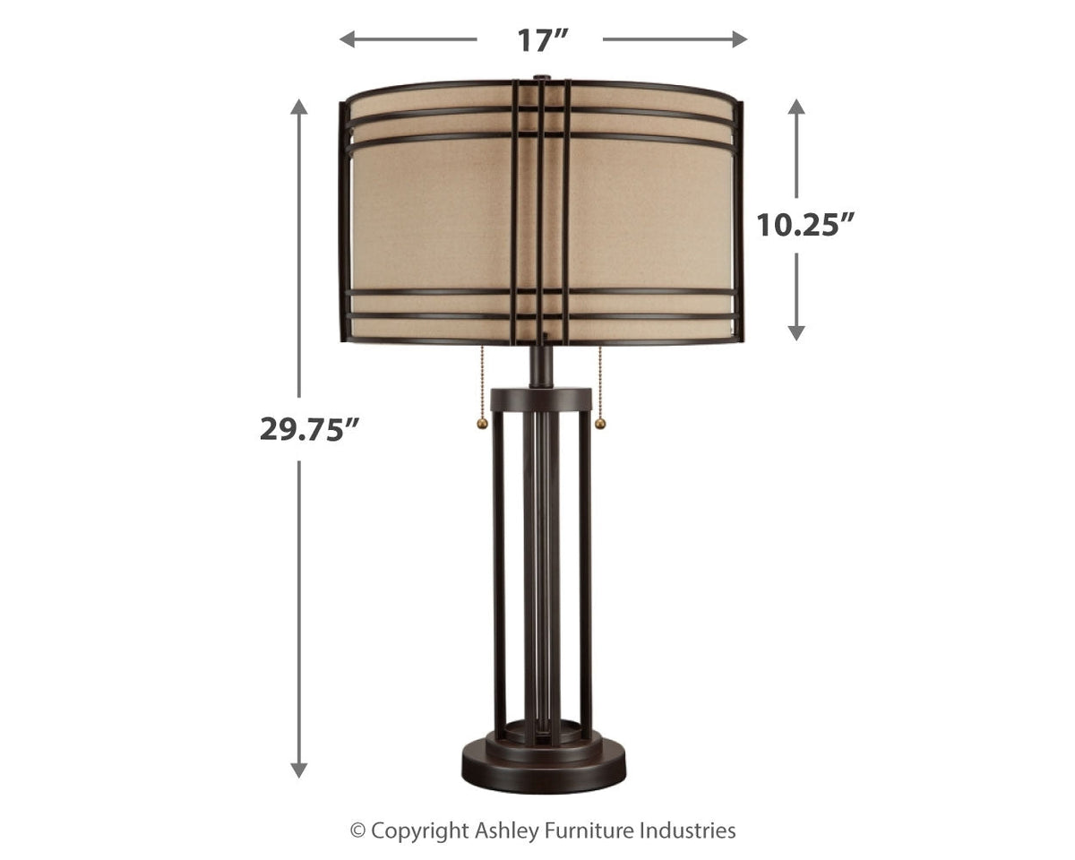 Hanswell 2-Piece Table Lamp Set in Dark Brown by Ashley at Eve Furniture