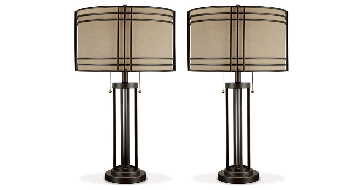Hanswell 2-Piece Table Lamp Set in Dark Brown by Ashley at Eve Furniture