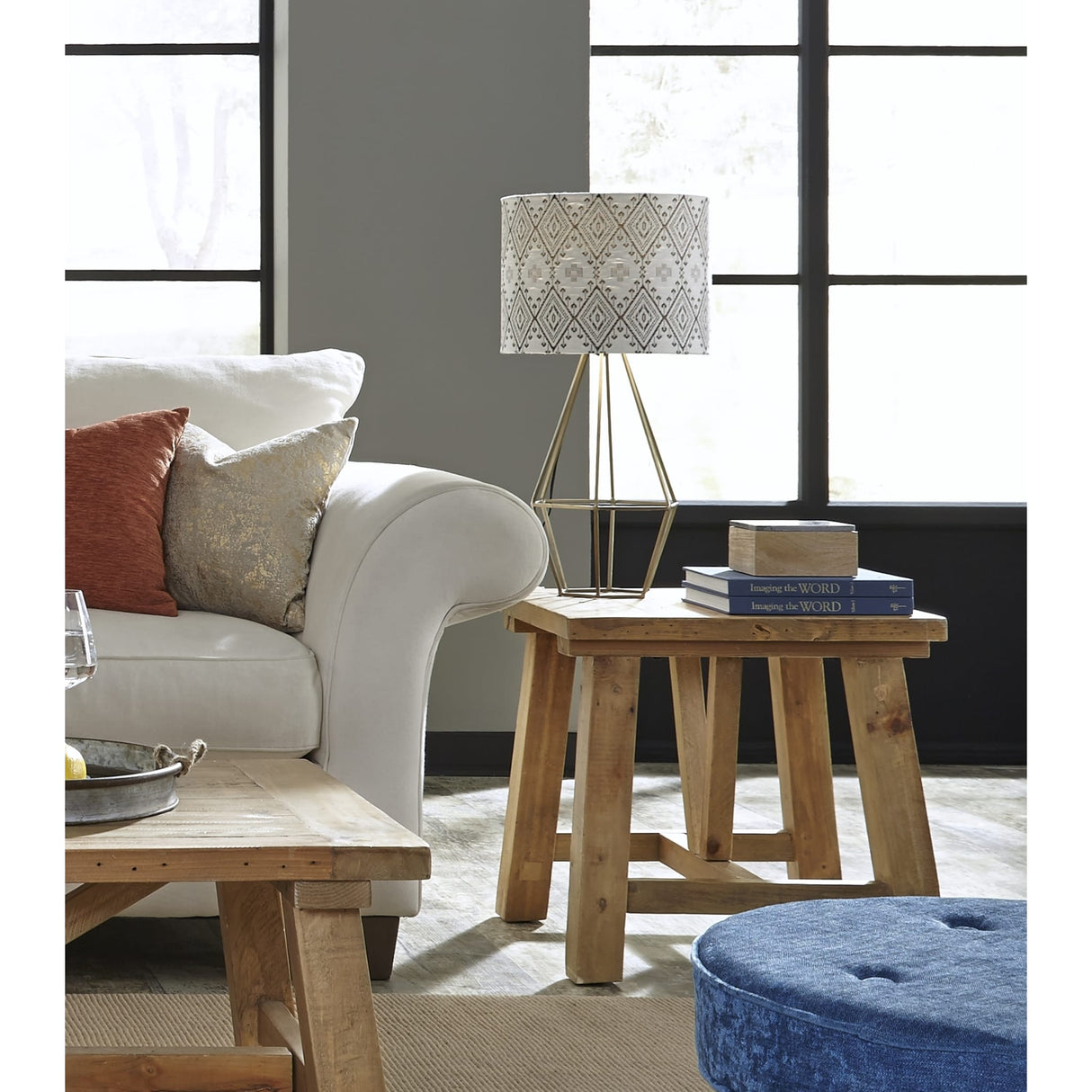 Harby Reclaimed Wood Square Side Table in Rustic Tawny by Modus Furniture at Eve Furniture