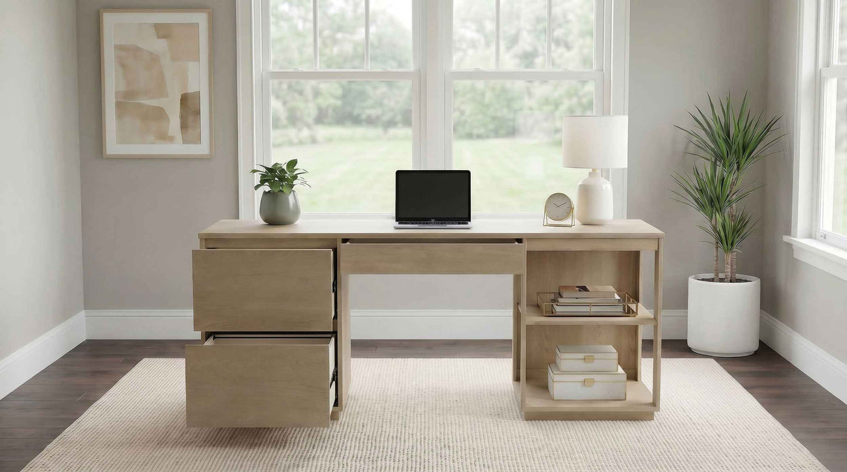 Harkes Light Elm 75-inch 3-drawer Computer Desk with Adjustable Shelf by Coaster at Eve Furniture