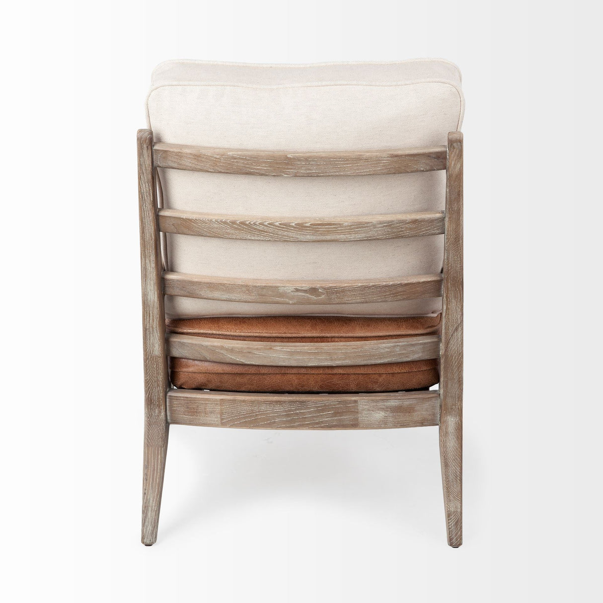 Harman II Cream Fabric and Brown Leather Seat Accent Chair by Mercana at Eve Furniture