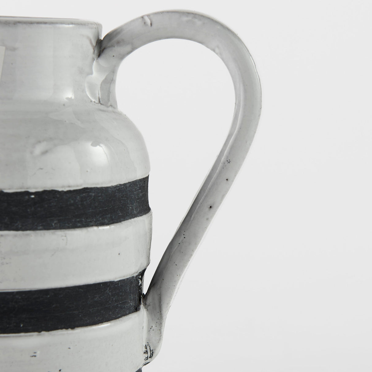 Harmon I Small White w/ Charcoal Stripes Ceramic Jug by Mercana at Eve Furniture