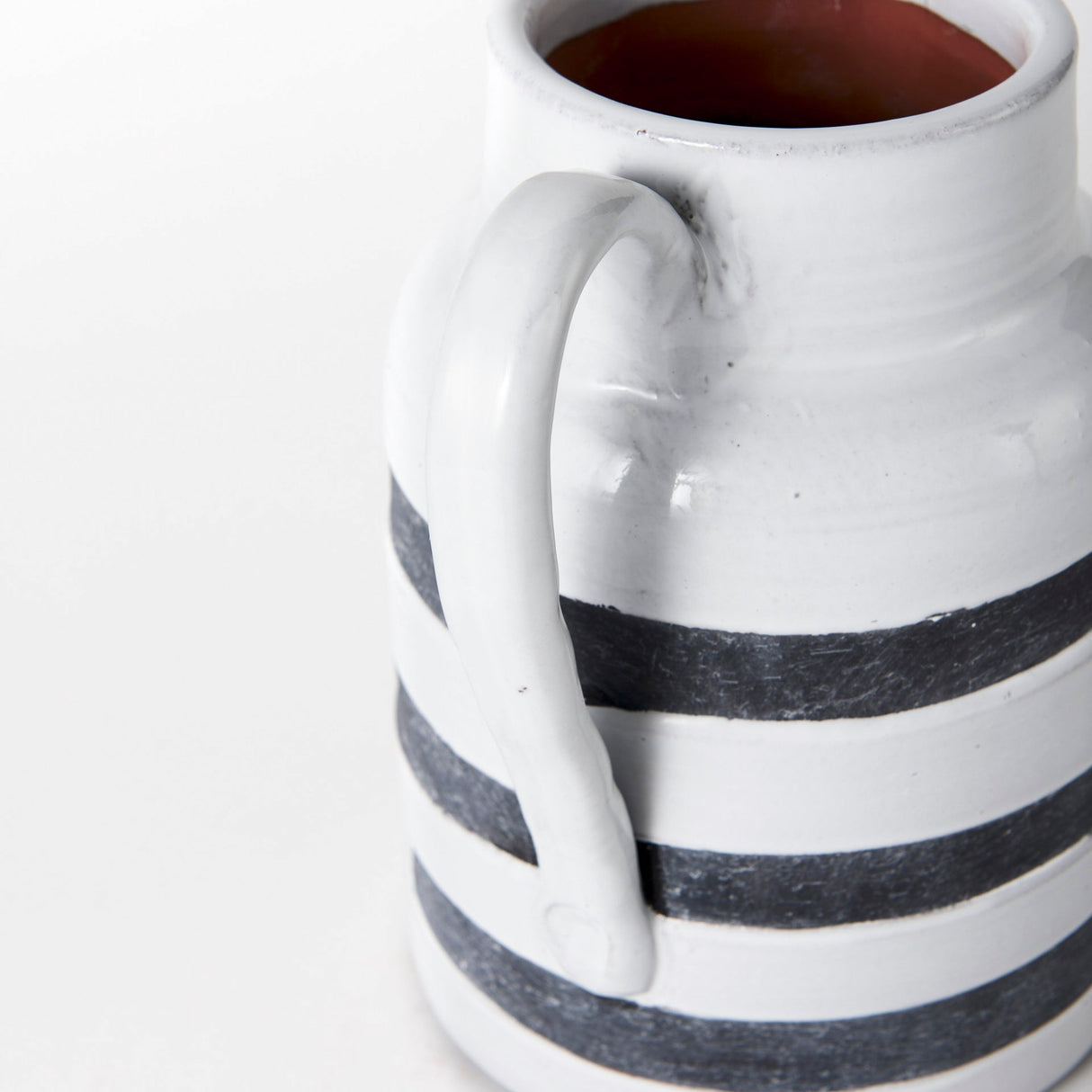 Harmon II Large White w/ Charcoal Stripes Ceramic Jug by Mercana at Eve Furniture