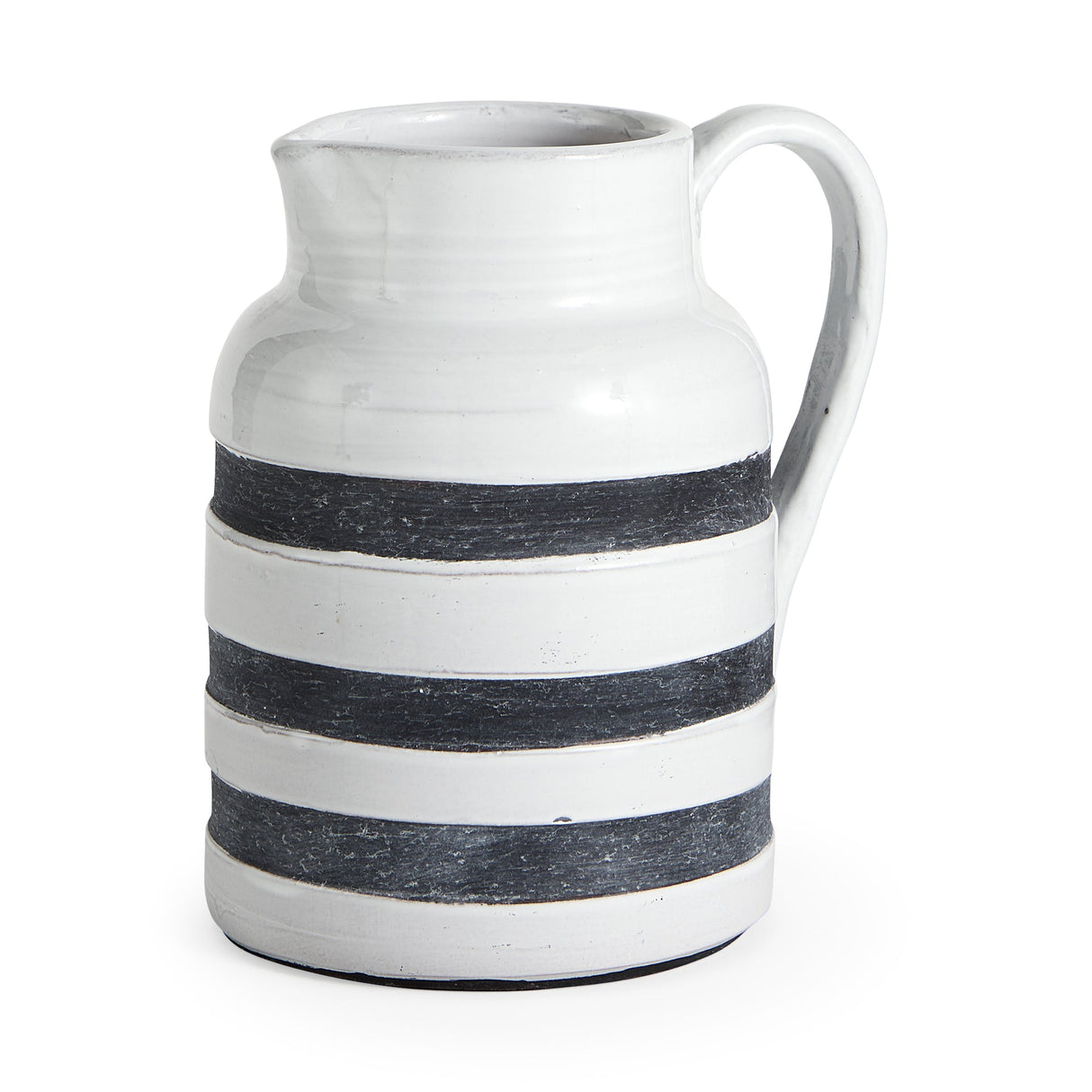 Harmon II Large White w/ Charcoal Stripes Ceramic Jug by Mercana at Eve Furniture