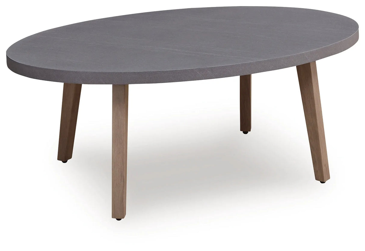 Harmony Headlands Natural/Gray Oval Cocktail Table by Ashley at Eve Furniture