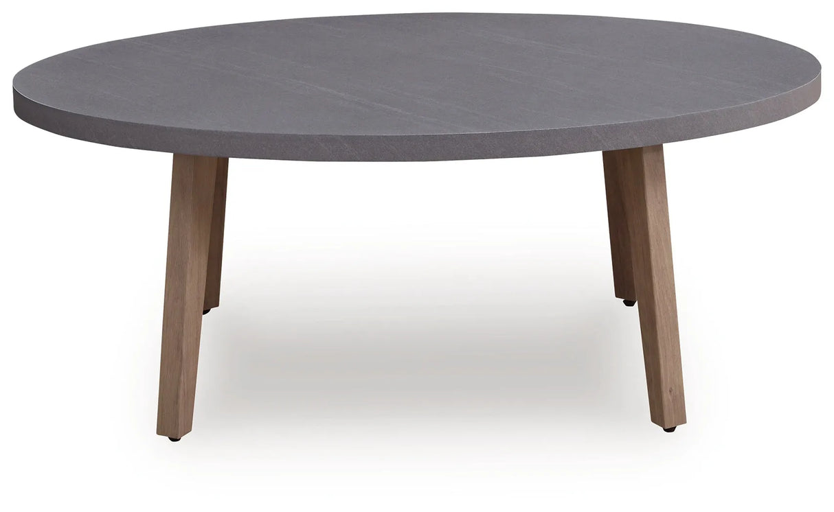 Harmony Headlands Natural/Gray Oval Cocktail Table by Ashley at Eve Furniture
