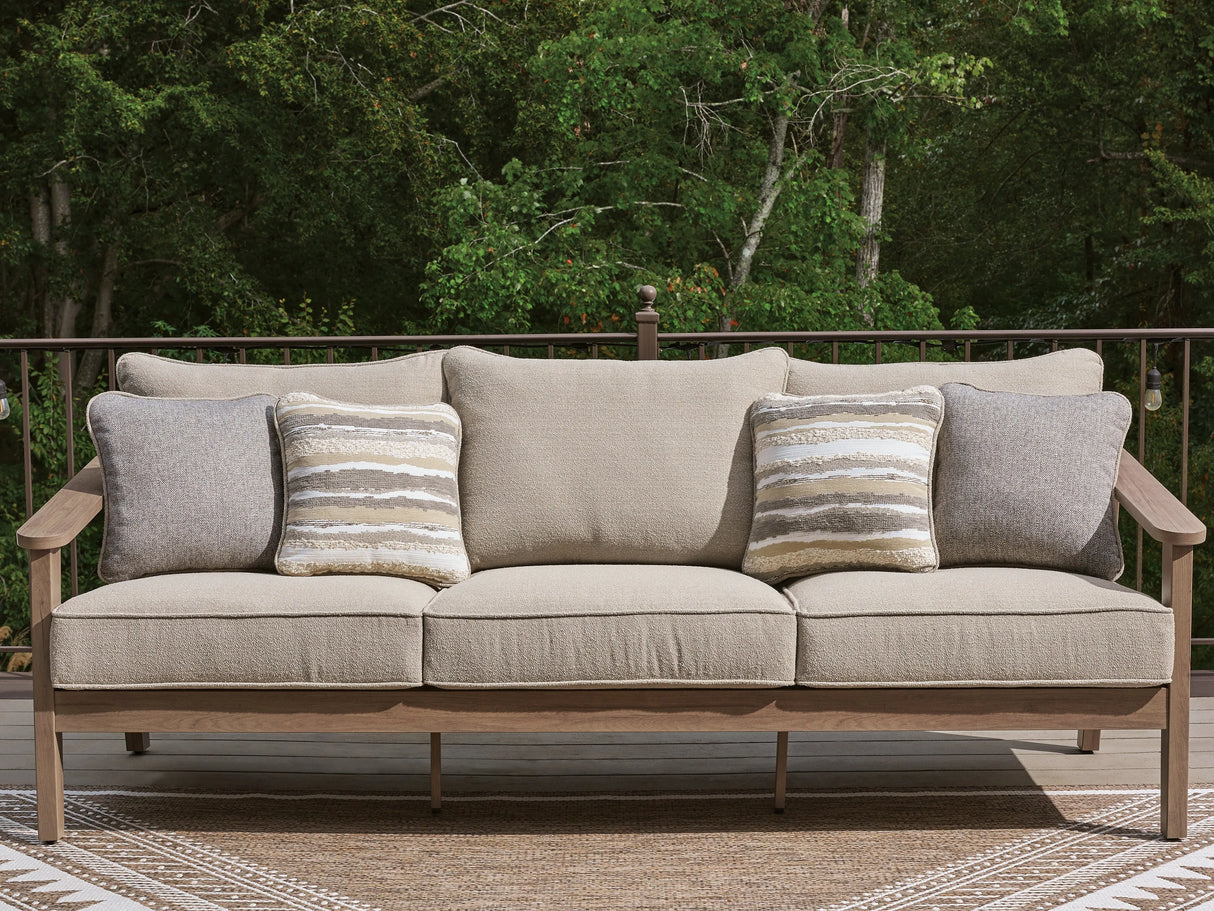 Harmony Headlands Natural/Gray Outdoor Sofa and Loveseat by Ashley at Eve Furniture
