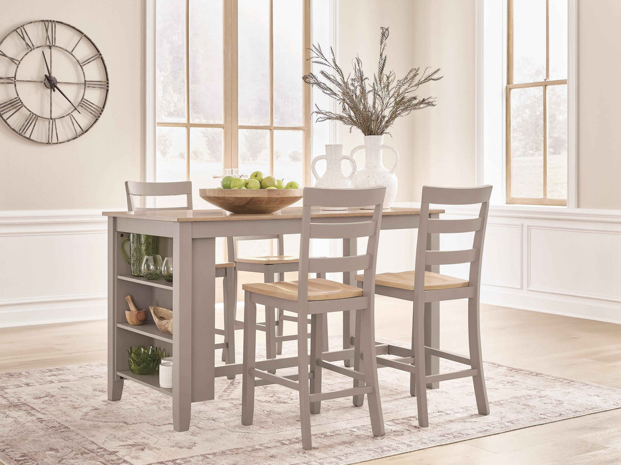 Harperfeld Natural/Gray Counter Height Dining Table and 4 Chairs