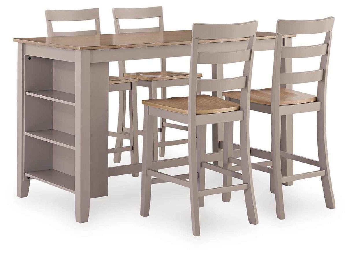 Harperfeld Natural/Gray Counter Height Dining Table and 4 Chairs