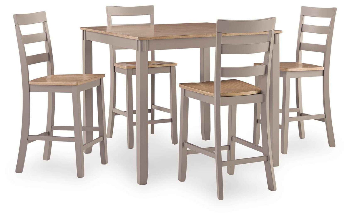 Harperfeld Natural/Gray Counter Height Dining Table and 4 Counter Stools