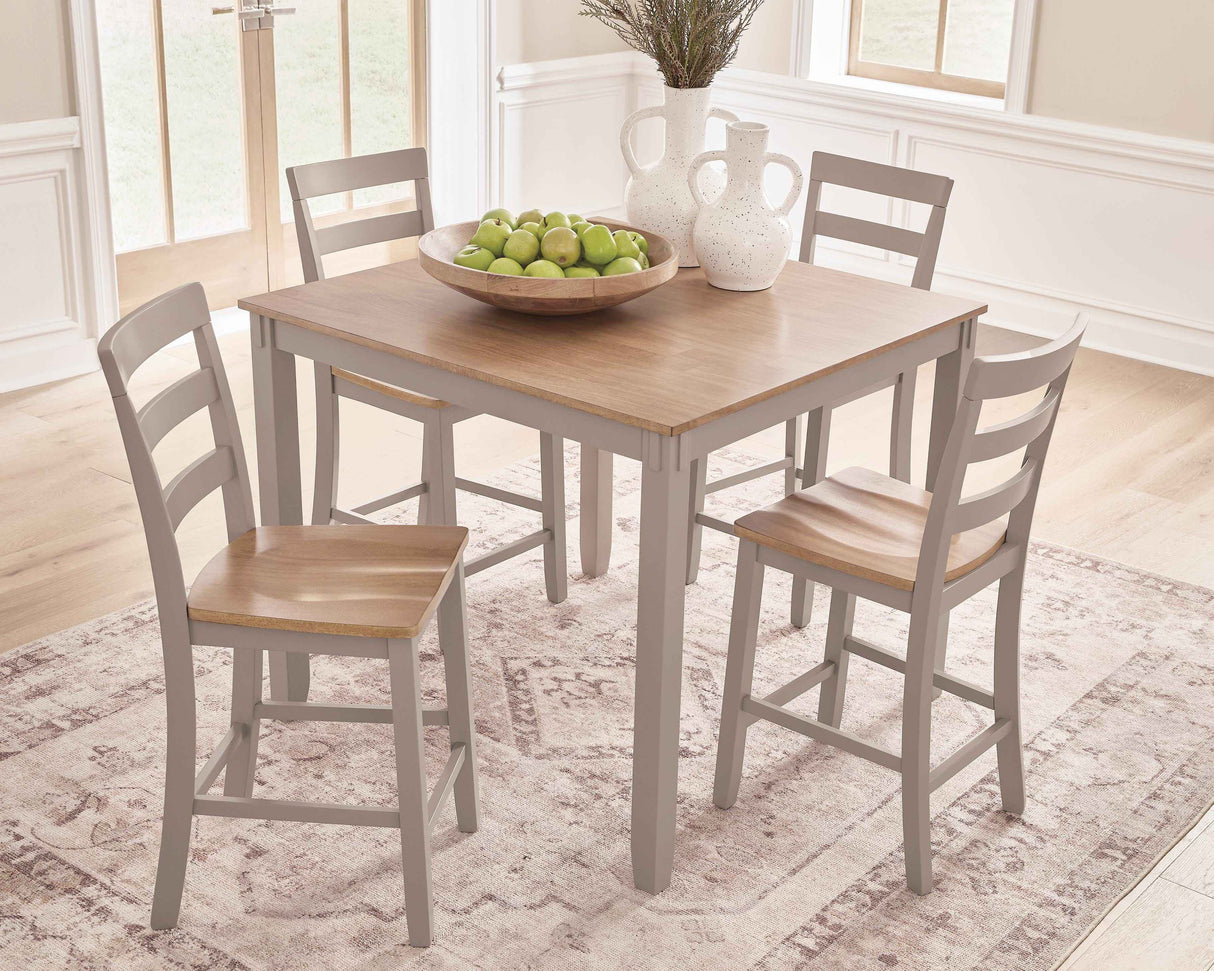 Harperfeld Natural/Gray Counter Height Dining Table and 4 Counter Stools