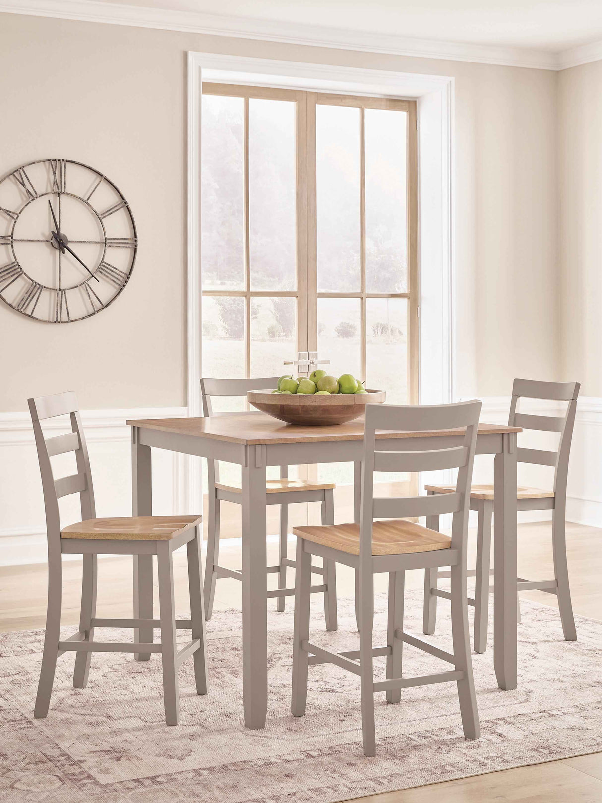 Harperfeld Natural/Gray Counter Height Dining Table and 4 Counter Stools