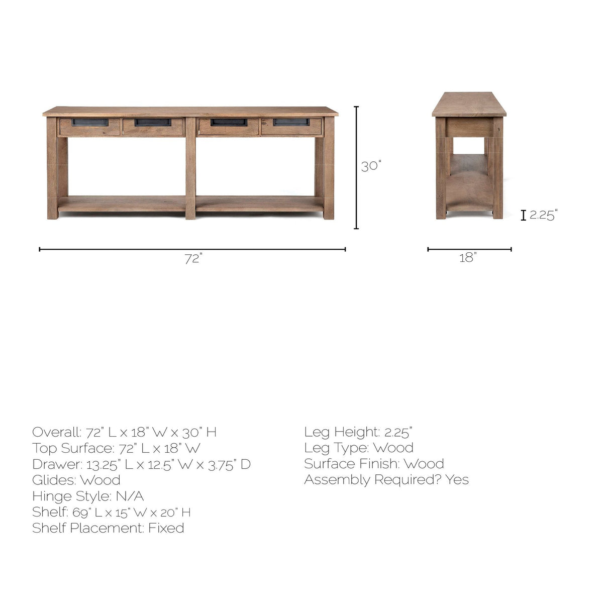 Harrelson III Brown Wood 4 Drawer Console Table by Mercana at Eve Furniture