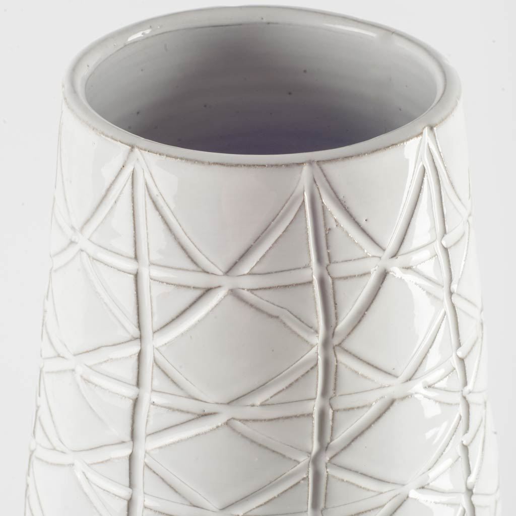Harrier II Large Gray Ceramic Dark Base White Vase by Mercana at Eve Furniture