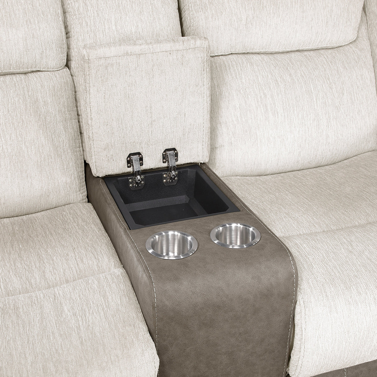Harriette Beige/Brown 2-Piece Double Reclining Set by Homelegance at Eve Furniture