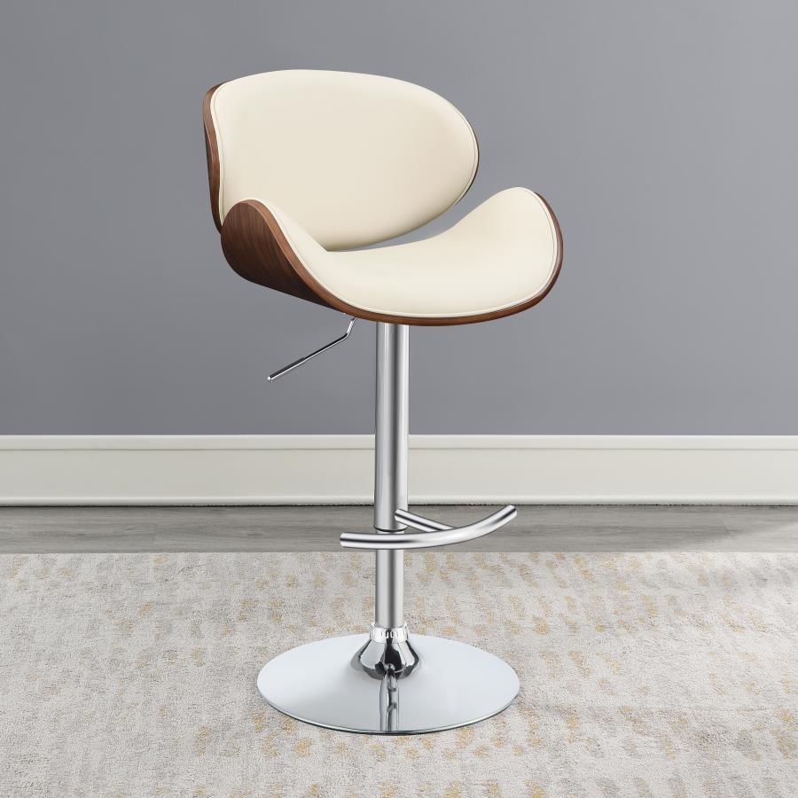 Harris Ecru/Chrome Adjustable Bar Stool by Coaster at Eve Furniture