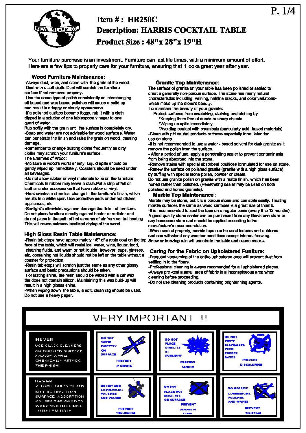 Harris Cocktail Table by Steve Silver at Eve Furniture