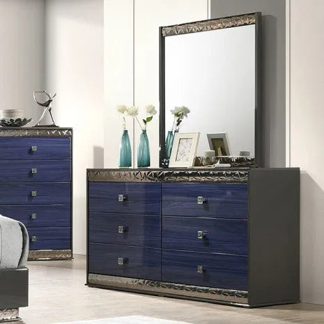 Hartlepool Ash Gray/Indigo Blue 5-Piece Queen Bedroom Set by Furniture of America at Eve Furniture
