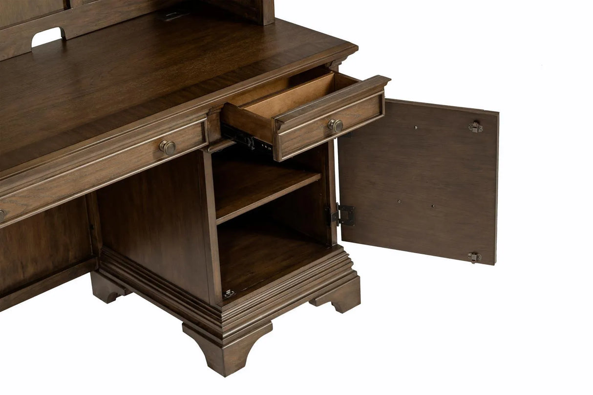 Hartshill Burnished Oak Credenza with Hutch by Coaster at Eve Furniture
