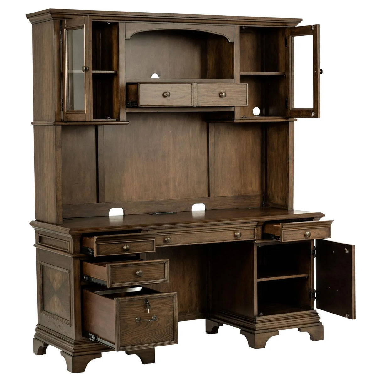 Hartshill Burnished Oak Credenza with Hutch by Coaster at Eve Furniture