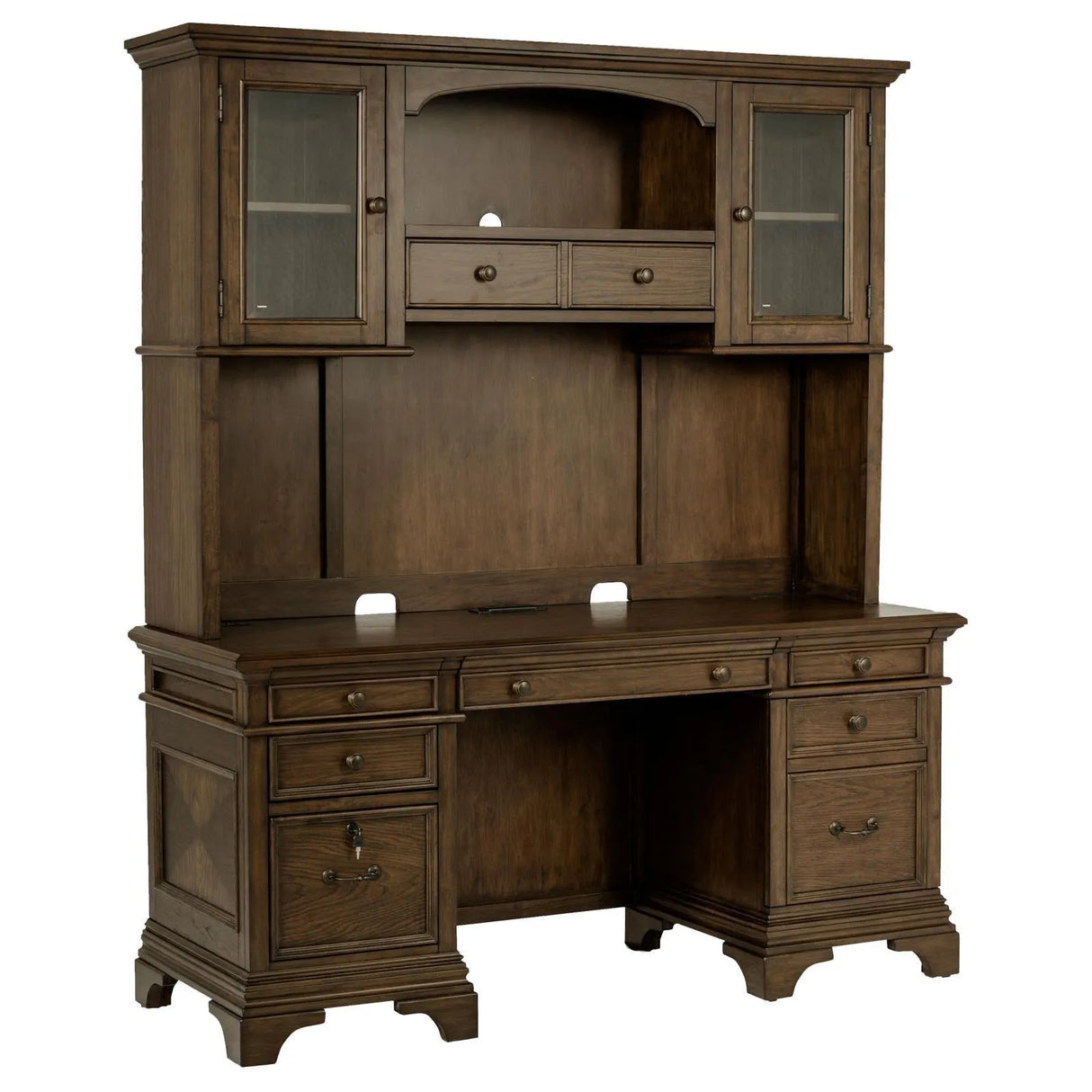 Hartshill Burnished Oak Credenza with Hutch by Coaster at Eve Furniture