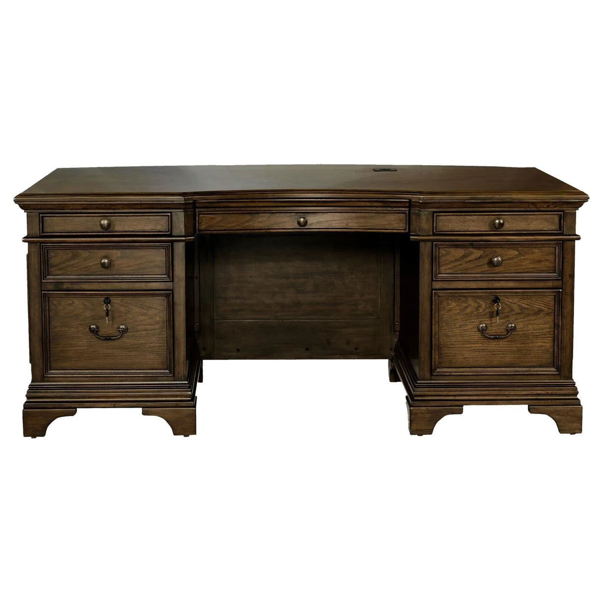 Hartshill Burnished Oak Executive Desk with File Cabinets by Coaster at Eve Furniture