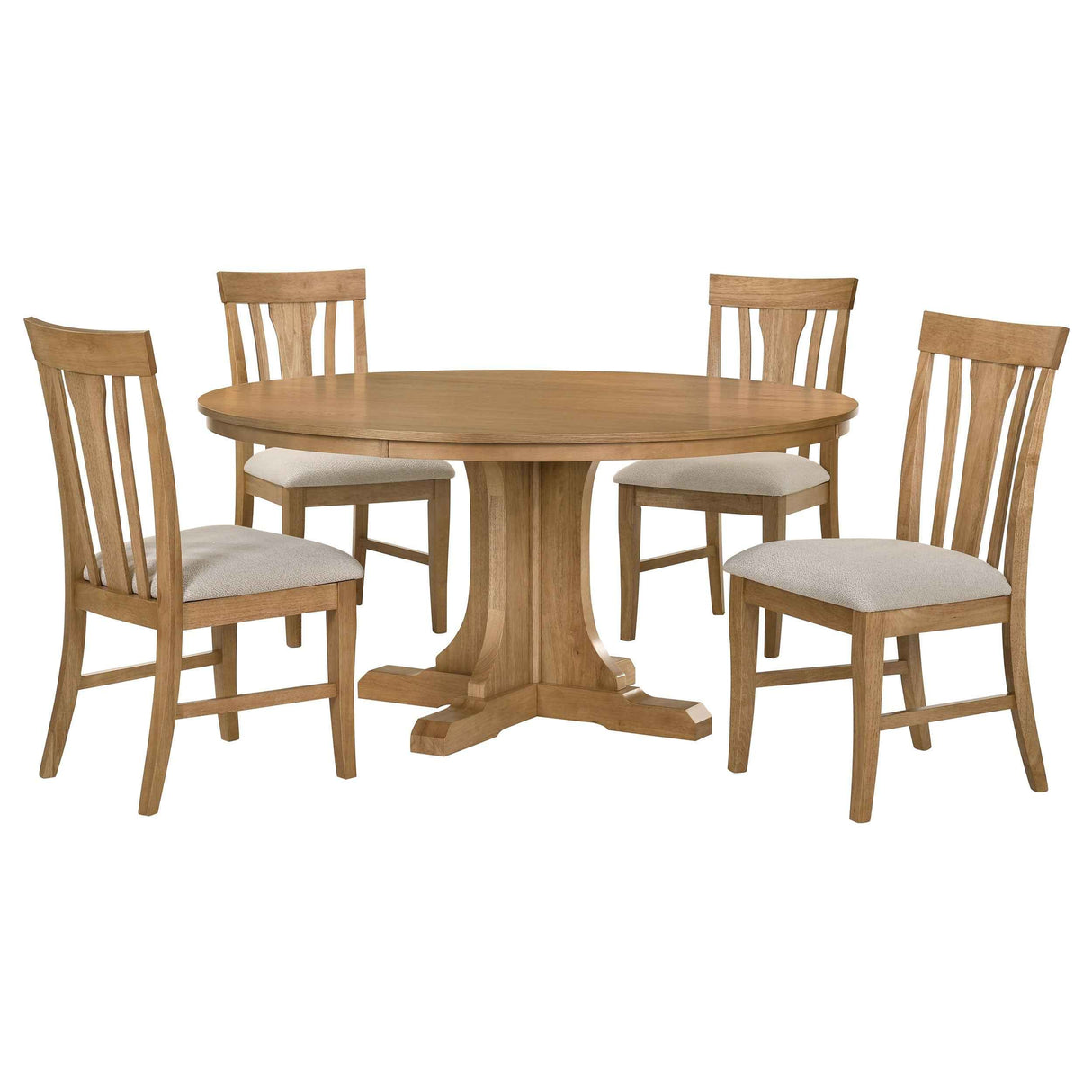 Hartville Natural Light Brown 5-piece Round Dining Table Set by Coaster at Eve Furniture