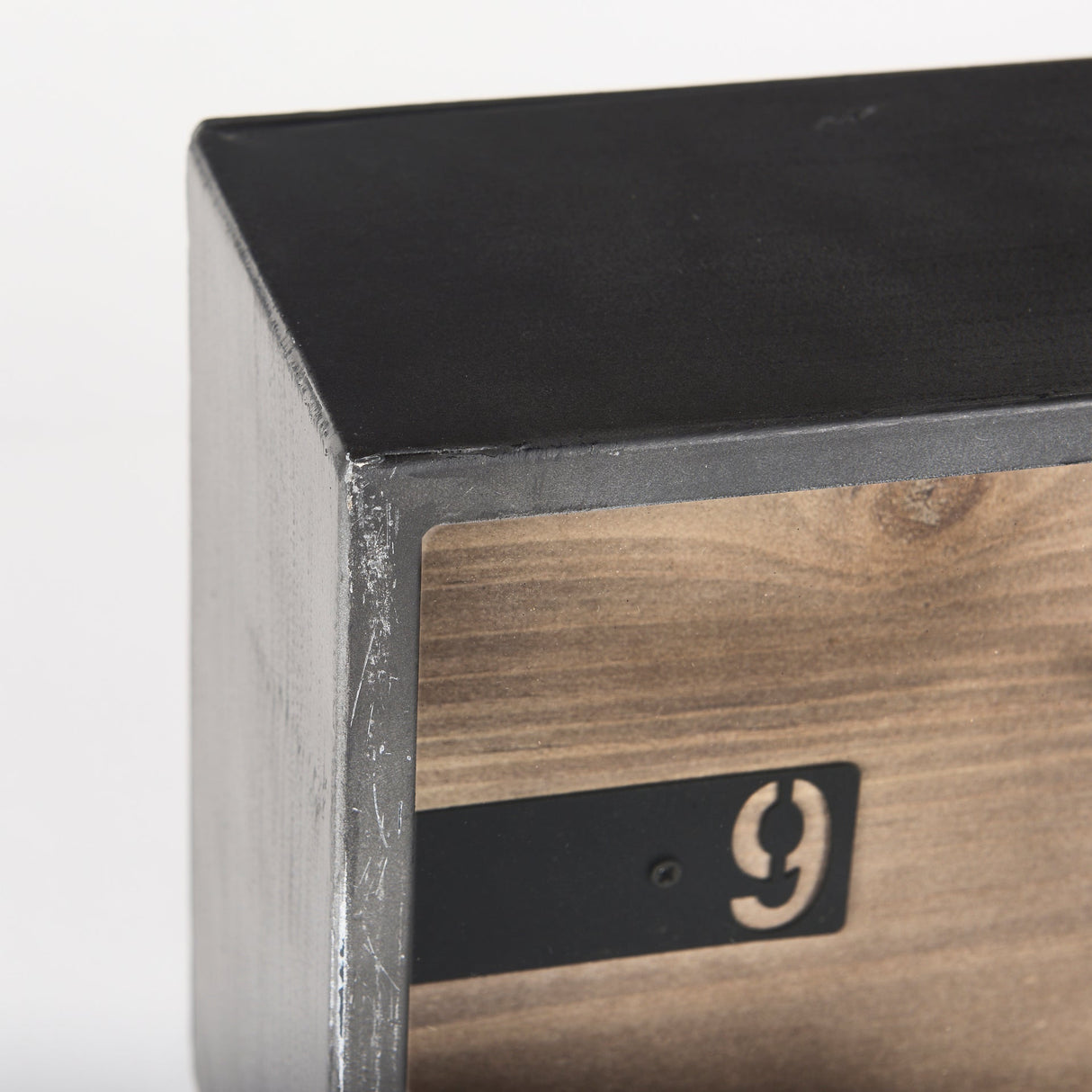 Harvey Black Metal and Wood Rectangular Table Clock by Mercana at Eve Furniture