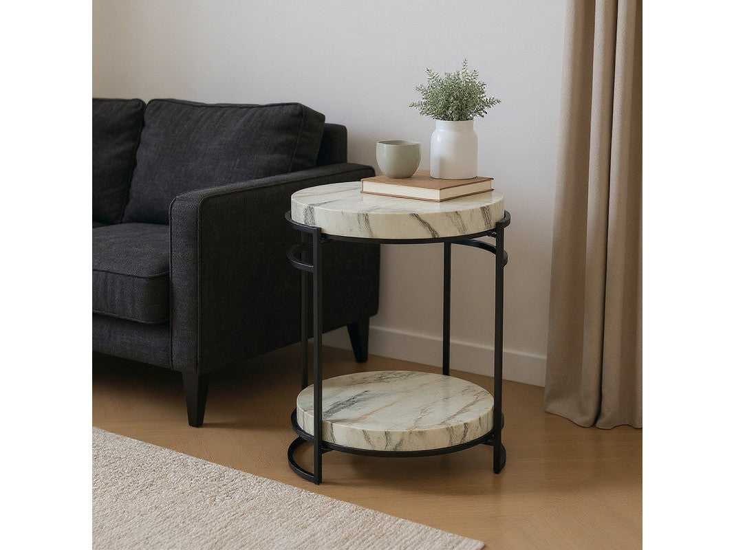 Harvey Cream/Black Accent Table by Crestview at Eve Furniture