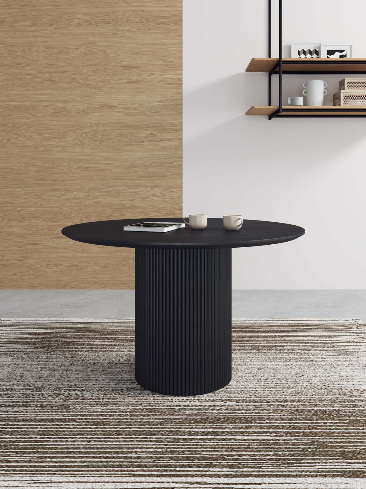 Hathaway 47.24 Round Dining Table in Black by Manhattan Comfort at Eve Furniture