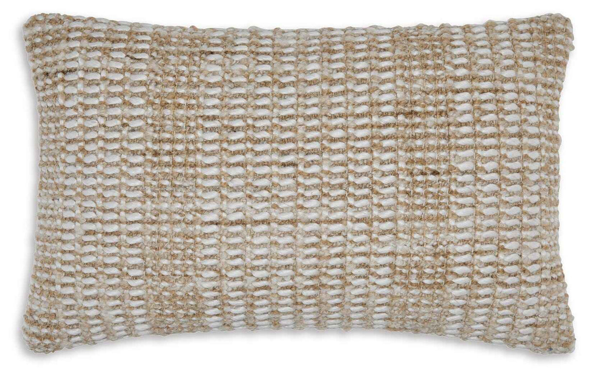 Hathby Tan/White Pillow by Ashley at Eve Furniture