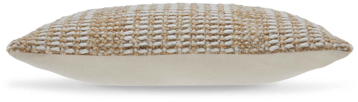 Hathby Tan/White Pillow by Ashley at Eve Furniture