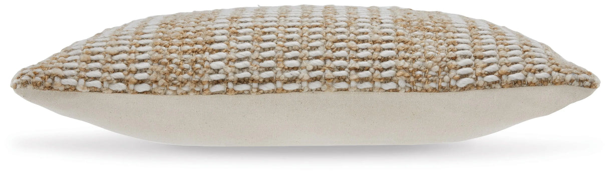 Hathby Tan/White Pillow (Set of 4) by Ashley at Eve Furniture