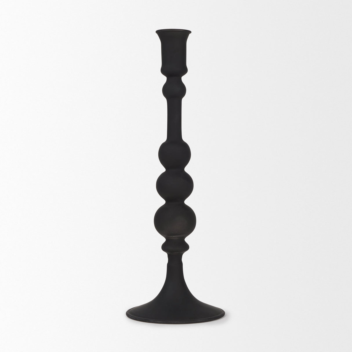 Haute Large Matte Black Blown Glass Candlestick by Mercana at Eve Furniture