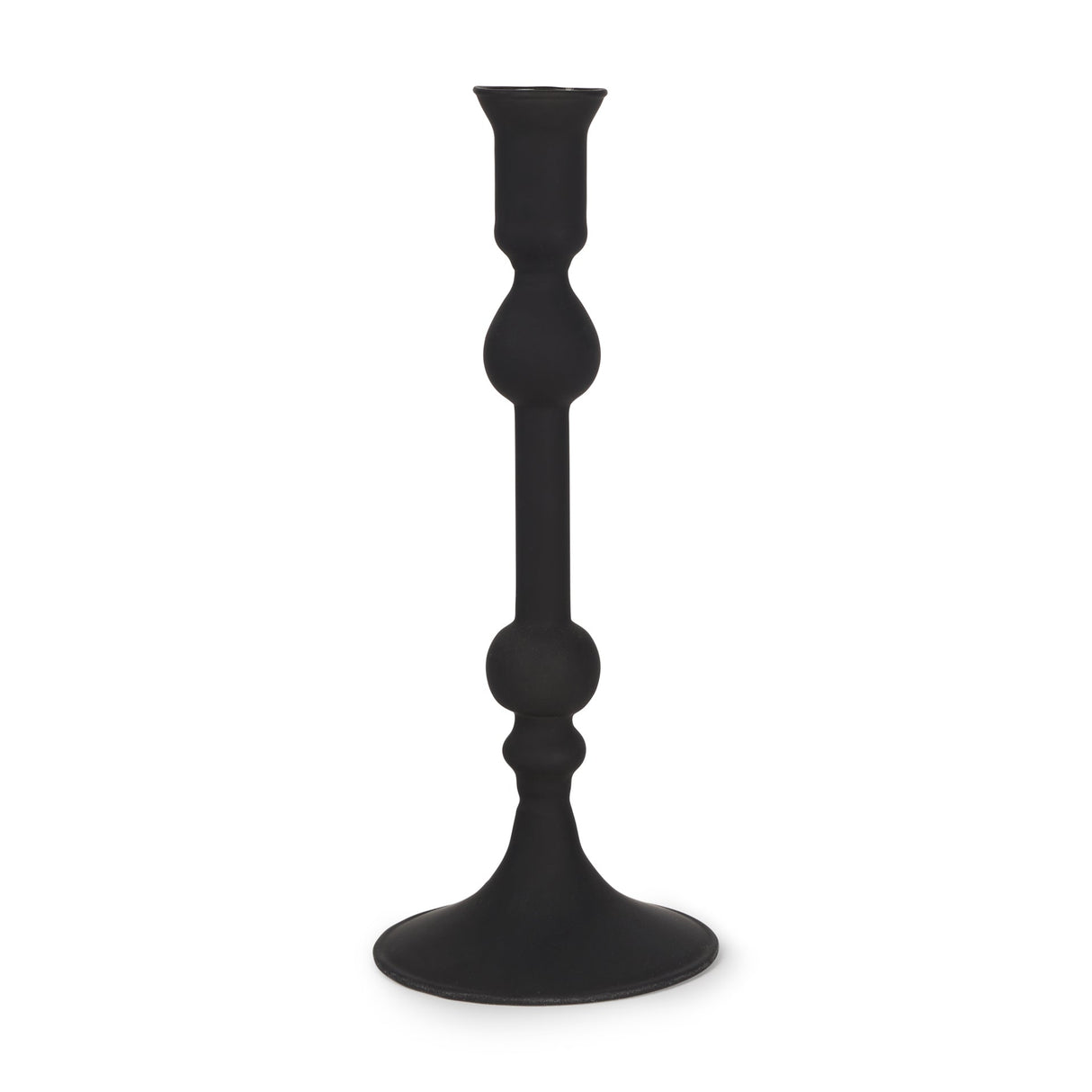 Haute Medium Matte Black Blown Glass Candlestick by Mercana at Eve Furniture