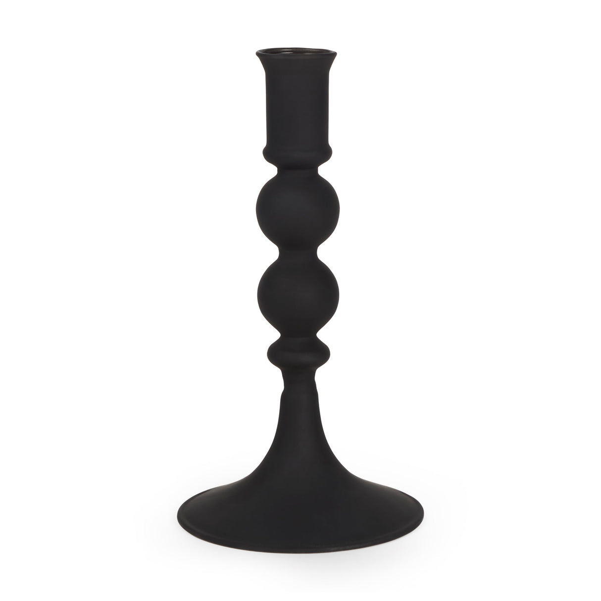 Haute Small Matte Black Blown Glass Candlestick by Mercana at Eve Furniture