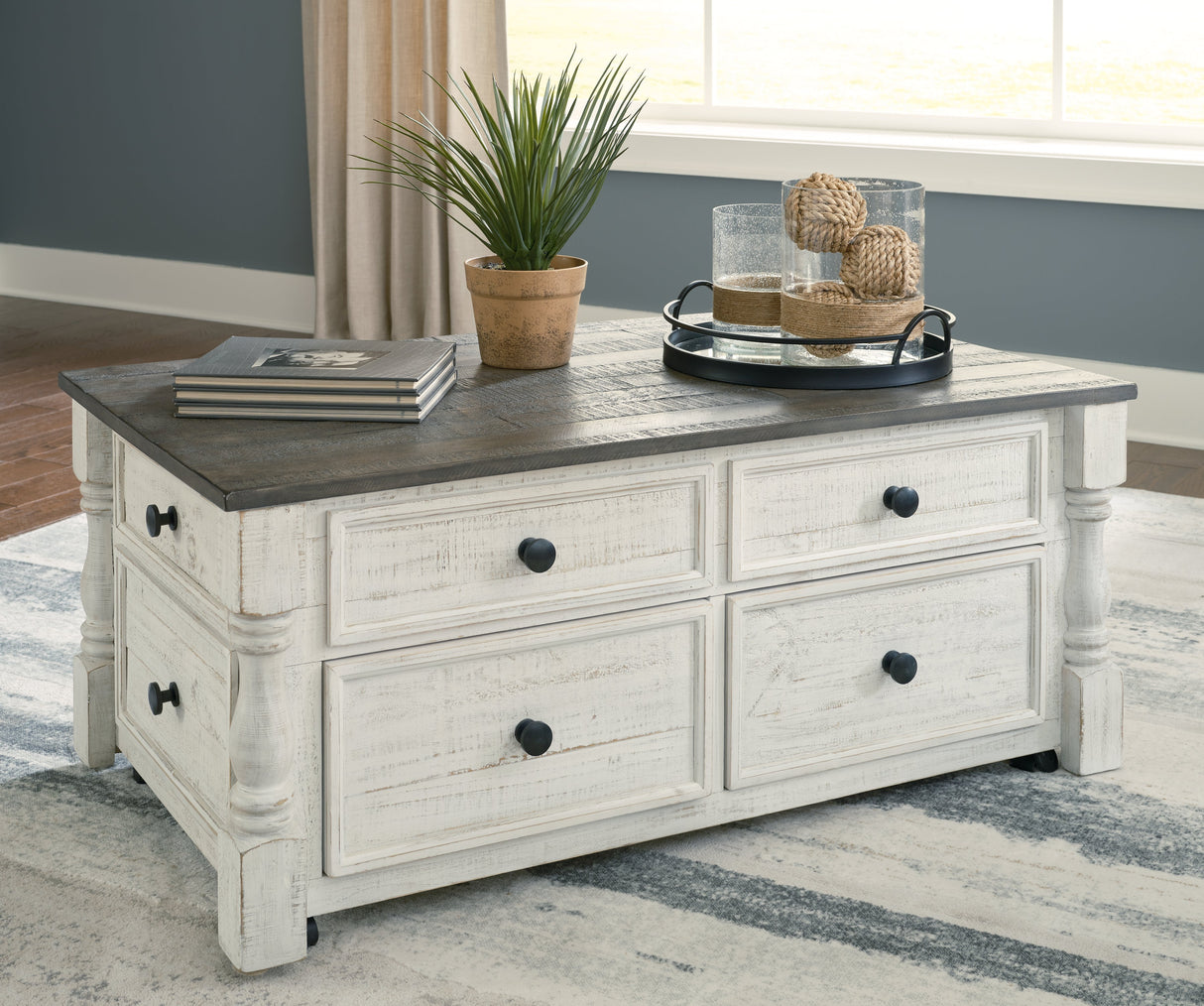 Havalance White/Gray Coffee Table with 2 End Tables by Ashley at Eve Furniture