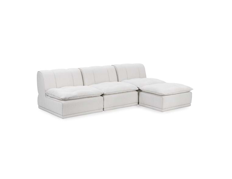 Haven Leather White 4 Piece Modular Sofa w/ Ottoman by Classic Home at Eve Furniture