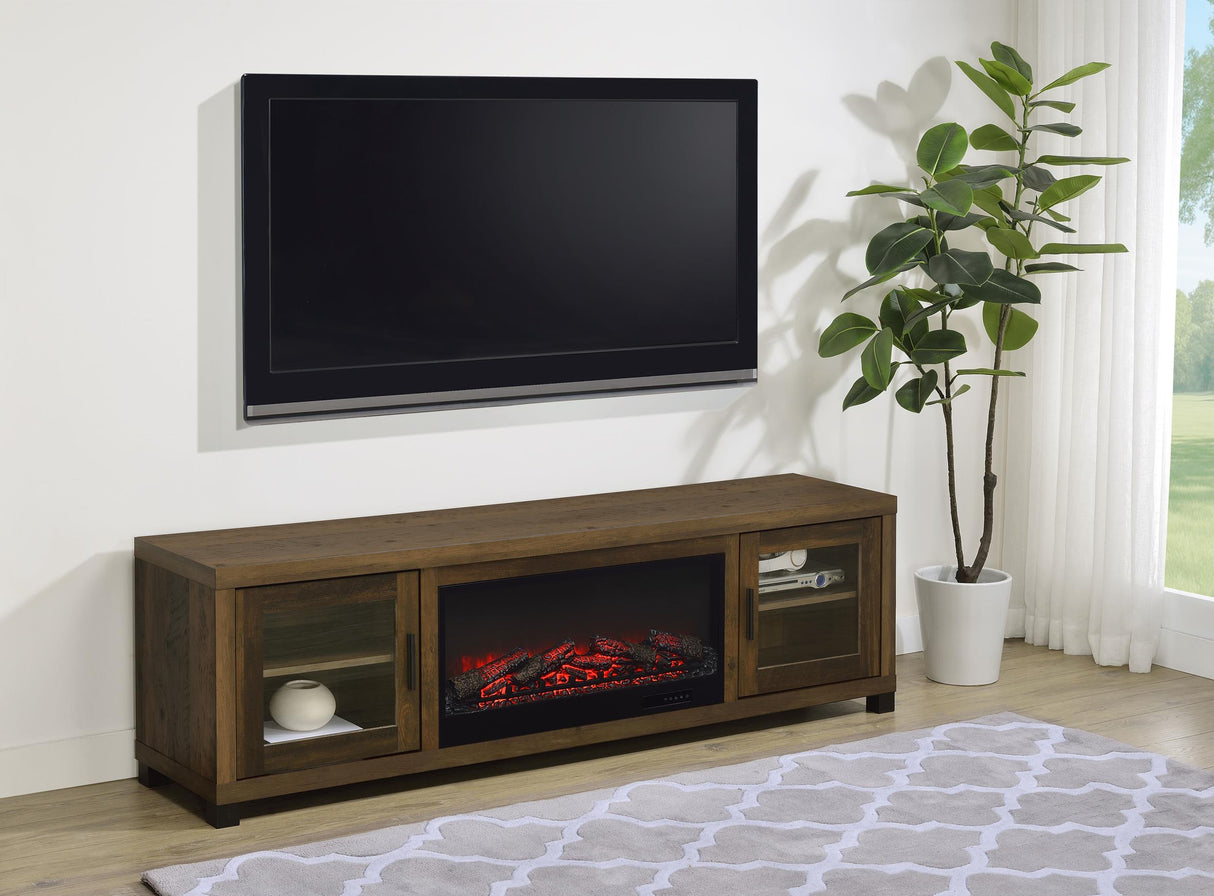 Havering Dark Pine 71-inch TV Stand Fireplace Media Console by Coaster at Eve Furniture