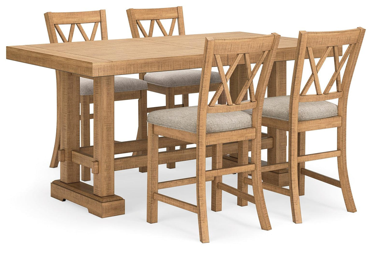 Havonplane Counter Height Dining Table and 4 Barstools in Brown by Ashley at Eve Furniture