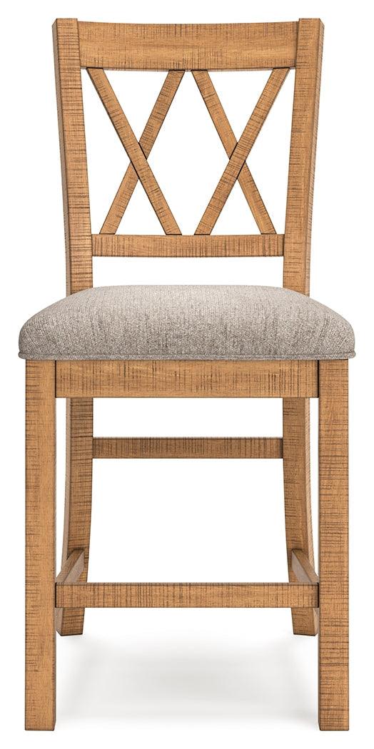 Havonplane Light Brown Pine Counter Height Dining Table and 6 Barstools by Ashley at Eve Furniture
