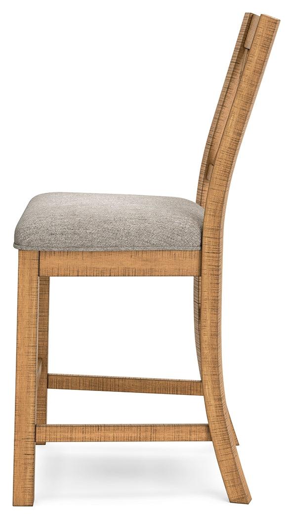 Havonplane Light Brown Pine Counter Height Dining Table and 6 Barstools by Ashley at Eve Furniture