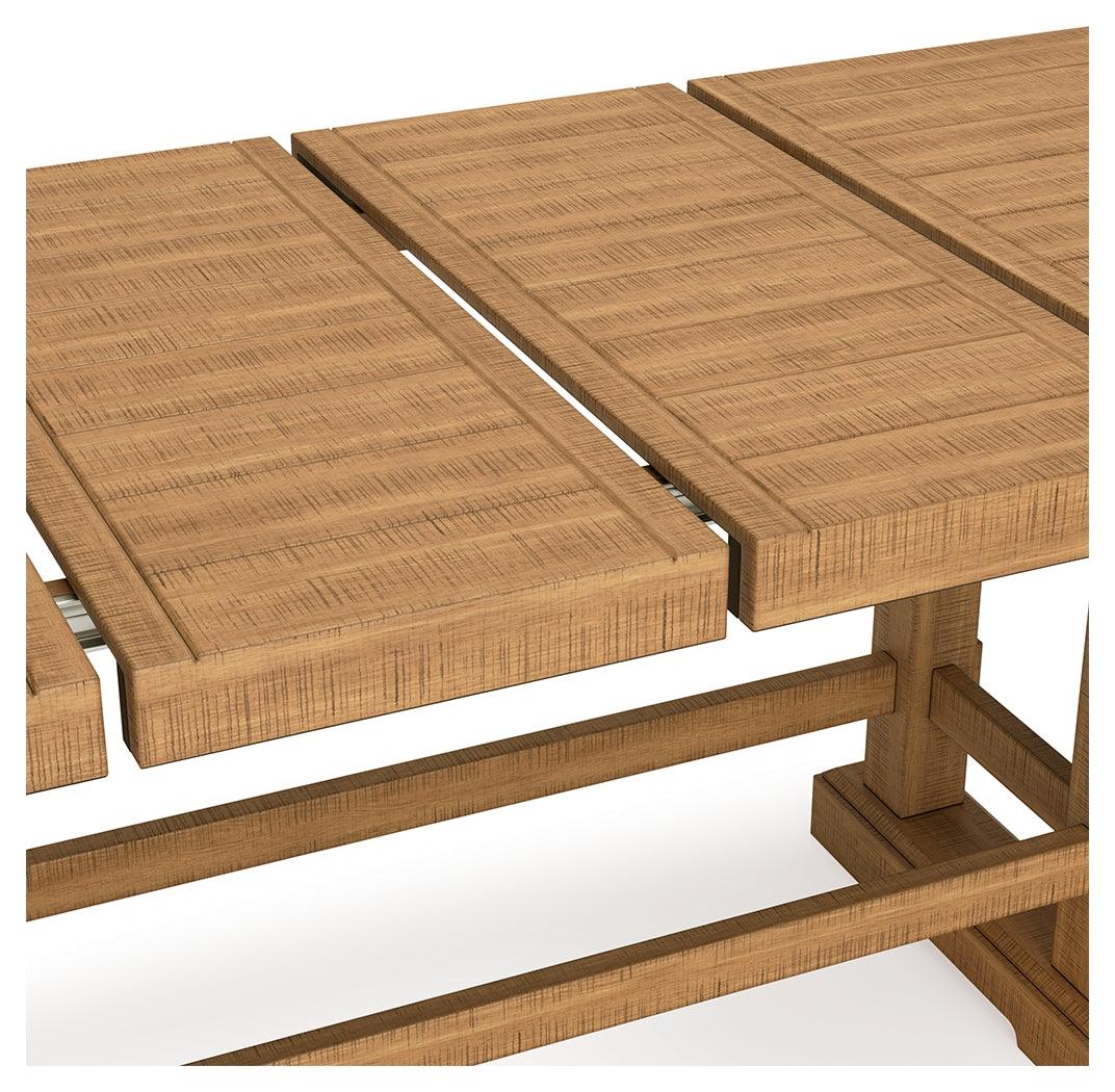 Havonplane Light Brown Pine Counter Height Dining Table and 6 Barstools by Ashley at Eve Furniture