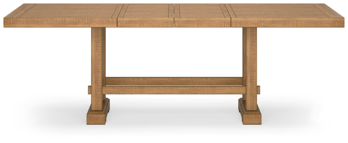 Havonplane Light Brown Pine Counter Height Dining Table and 6 Barstools by Ashley at Eve Furniture