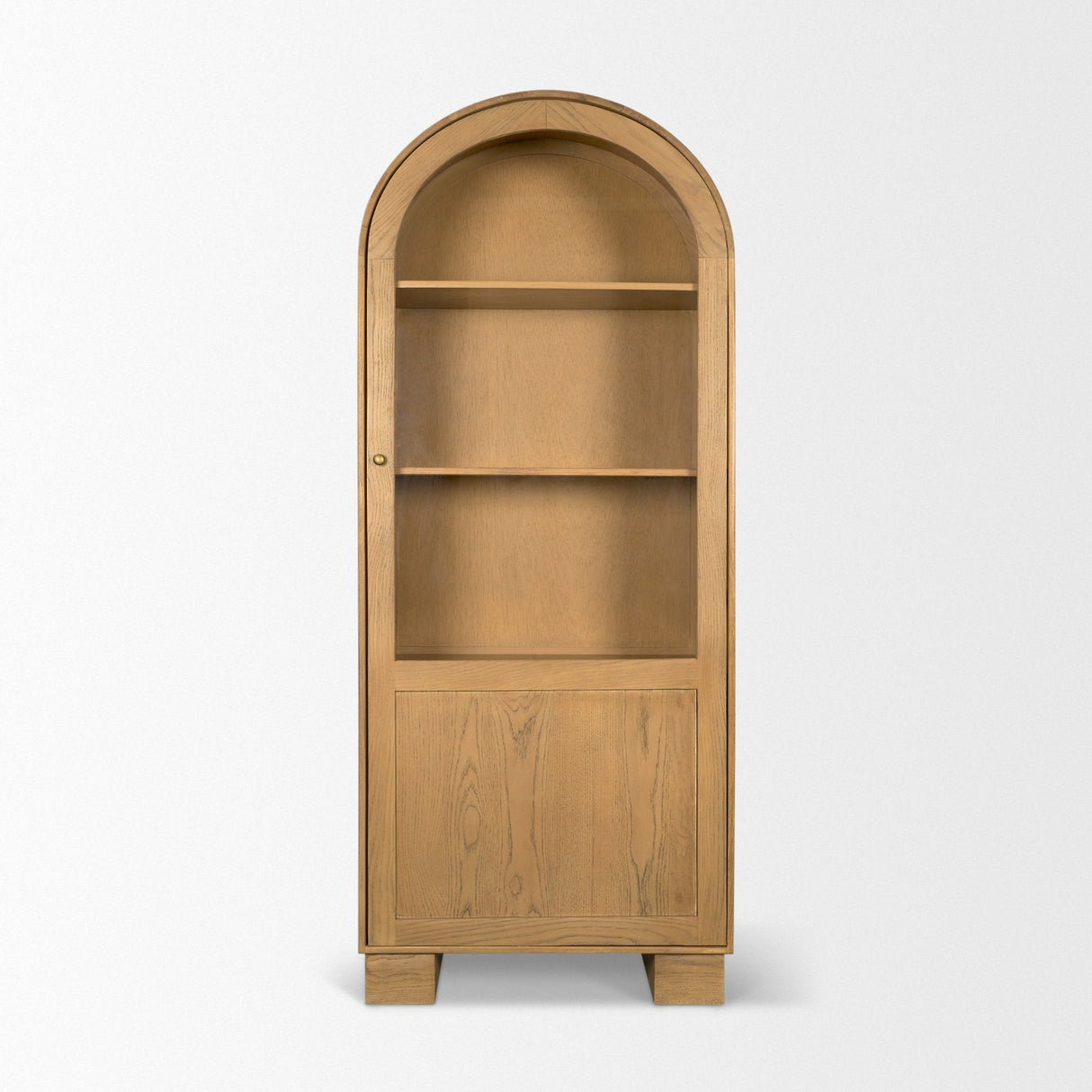 Hawthorne Solid Oak Wood w/ Glass Curio Cabinet by Mercana at Eve Furniture