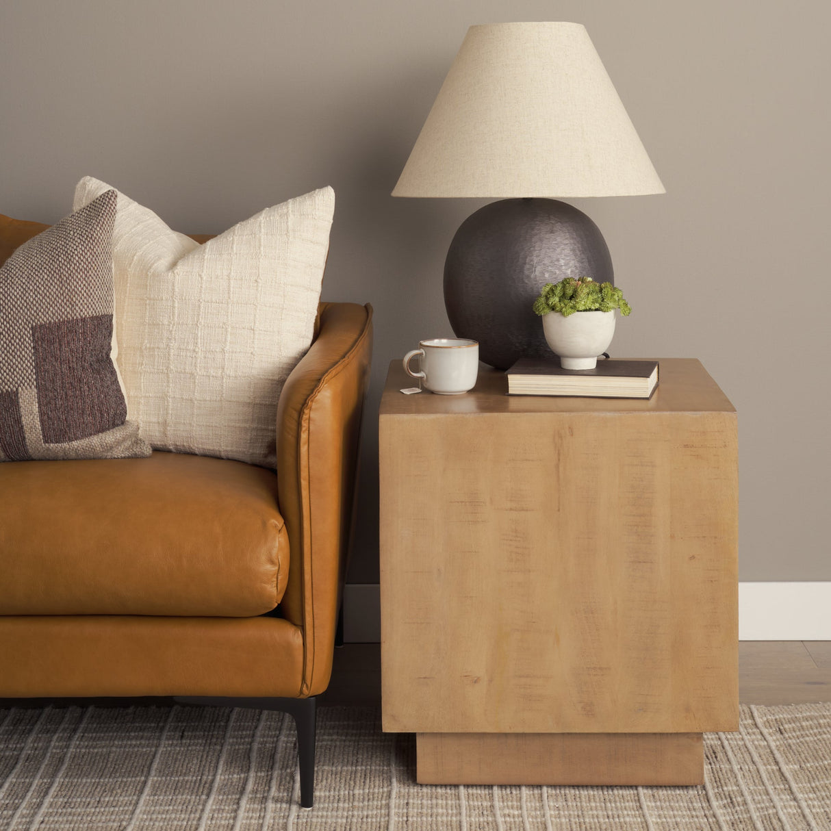 Hayden Light Brown Wood End/Side Table by Mercana at Eve Furniture