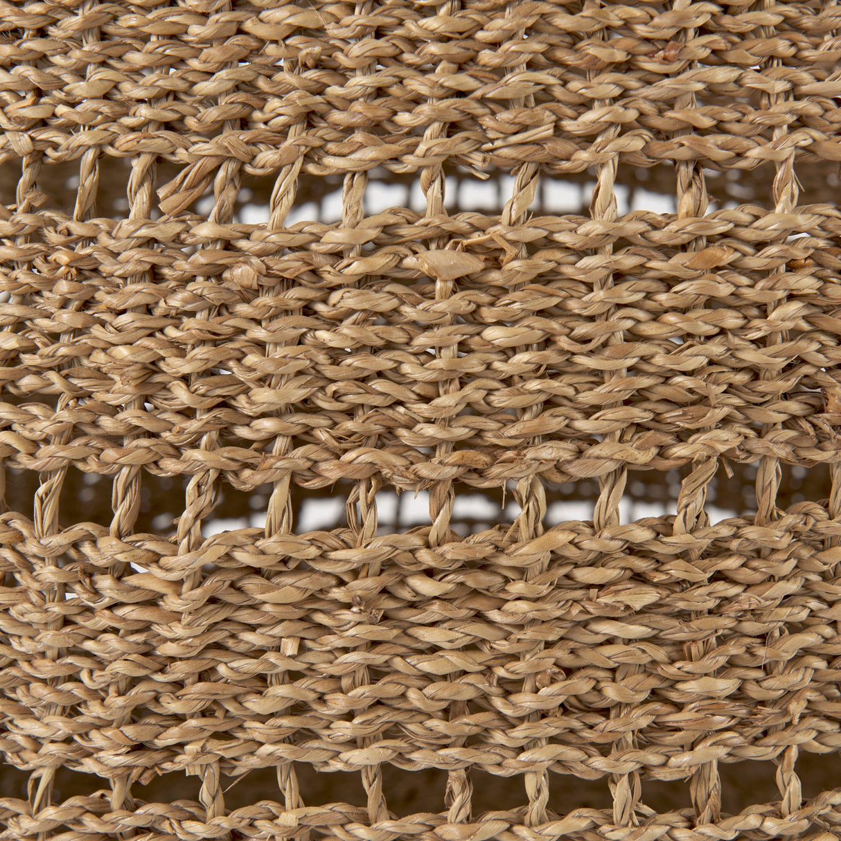 Hayes (Set of 2) Medium Brown Seagrass Round Basket with Stripe Pattern by Mercana at Eve Furniture